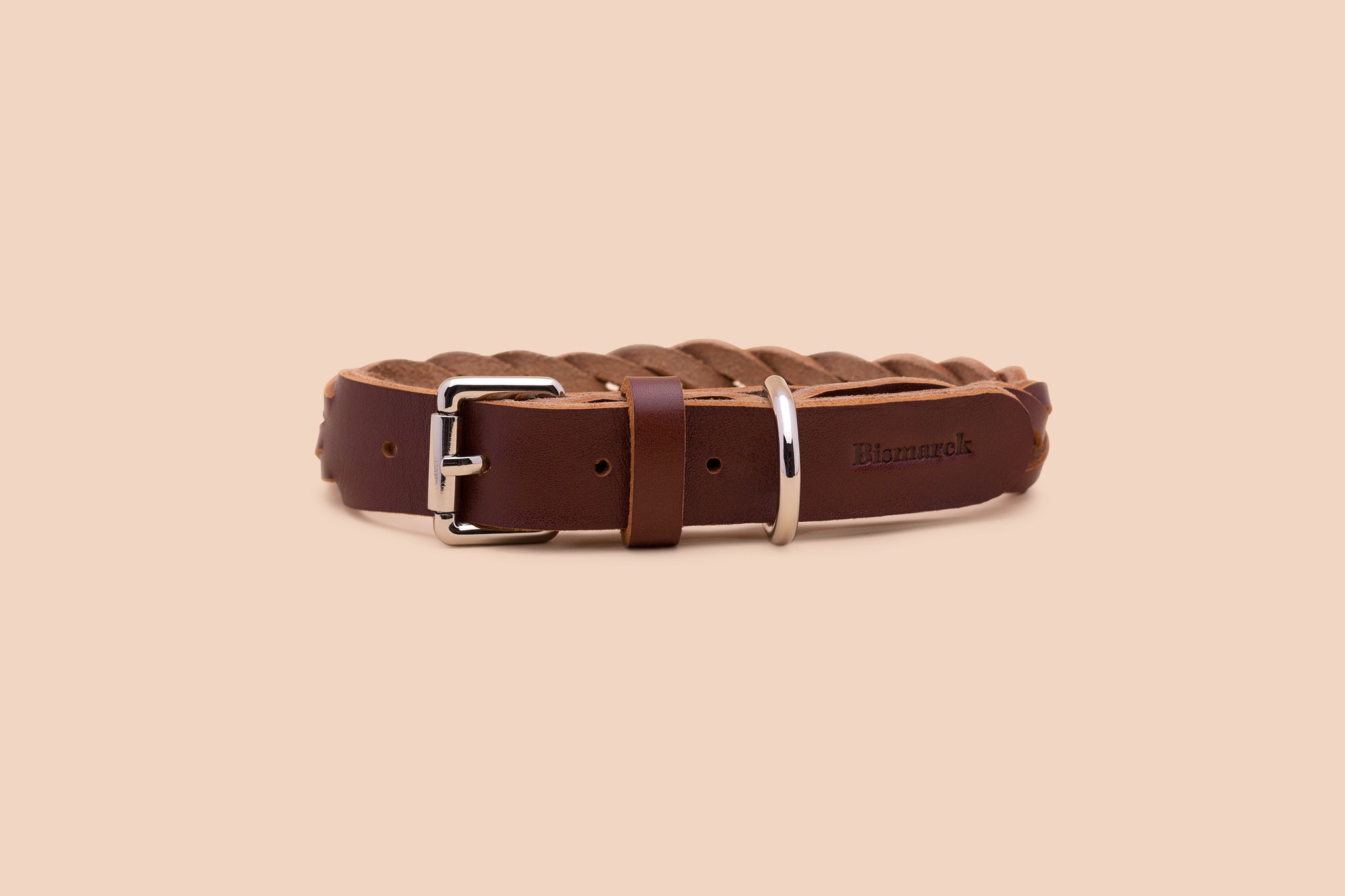 Plaited Leather Collar in Cognac