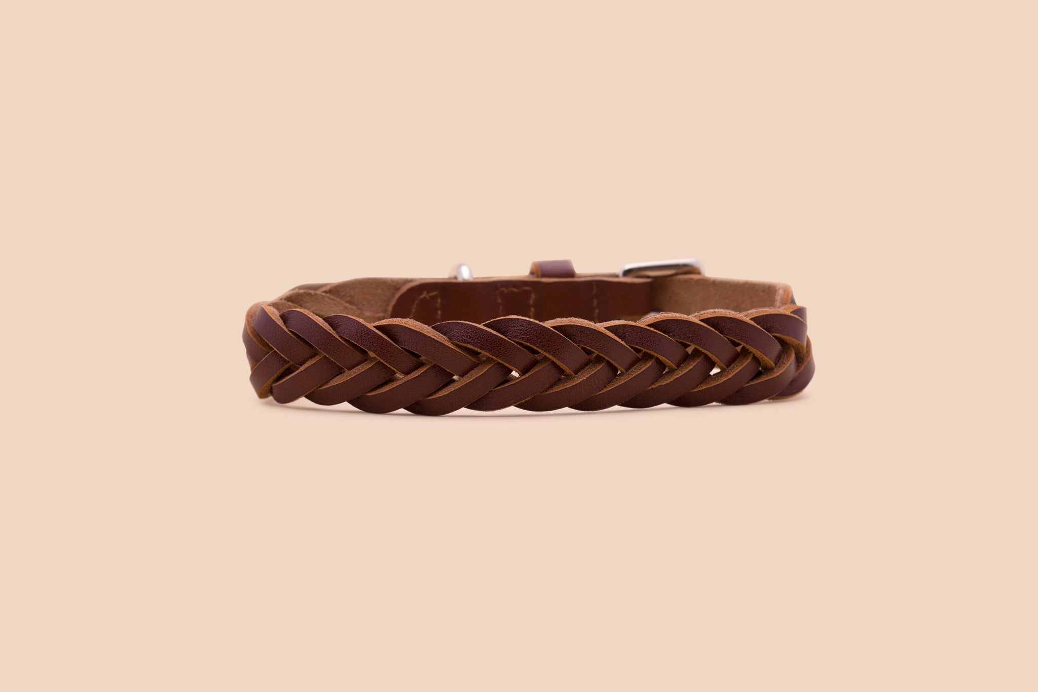 Plaited Leather Collar in Cognac