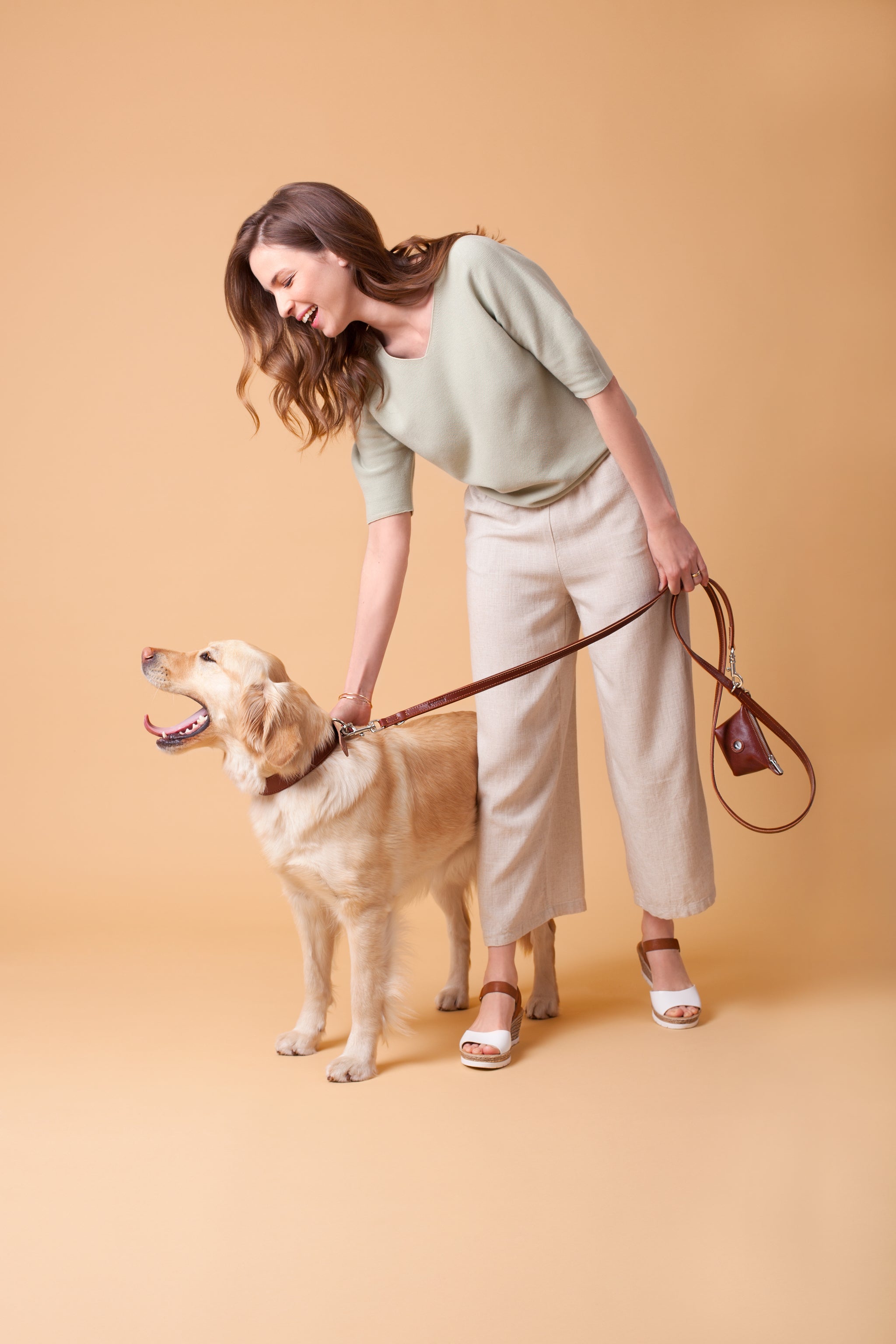 Leather Leash in Cognac